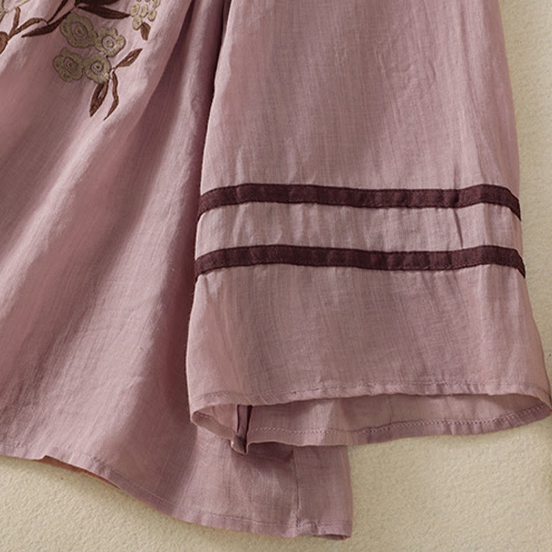 T-shirt en coton à manches trois-quarts pour femme, motif Buddha Stones , broderie florale rétro - image 29