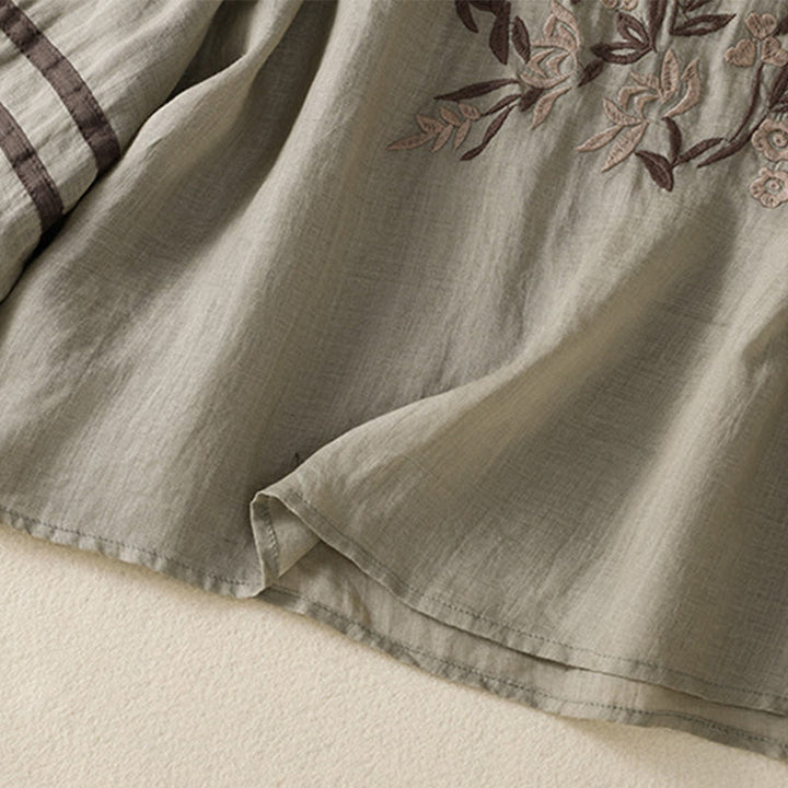 T-shirt en coton à manches trois-quarts pour femme, motif Buddha Stones , broderie florale rétro - image 14