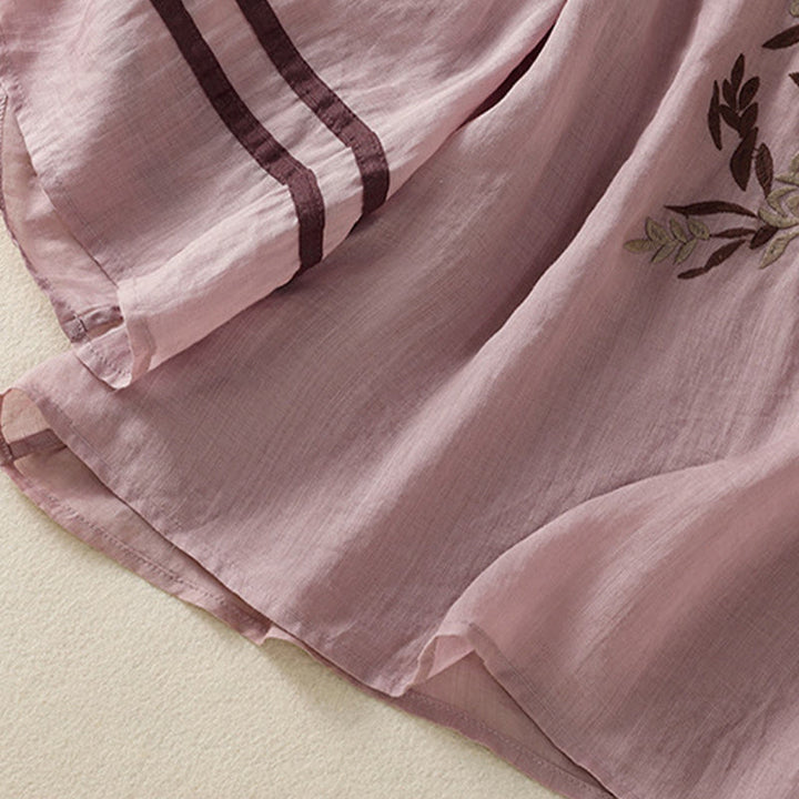 T-shirt en coton à manches trois-quarts pour femme, motif Buddha Stones , broderie florale rétro - image 30