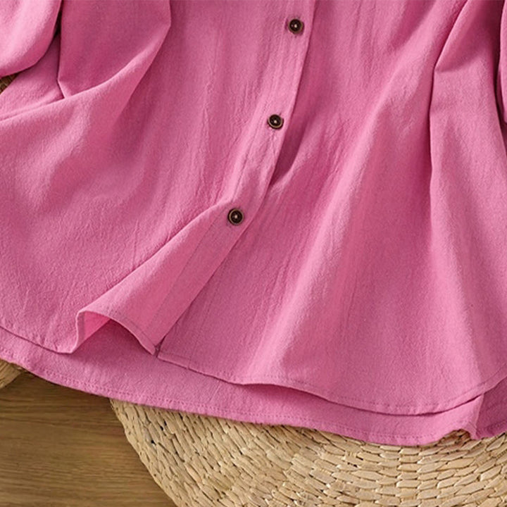 Chemise décontractée en coton et lin à manches mi-longues et boutons unis avec poches pour femme Motif Buddha Stones - image 38