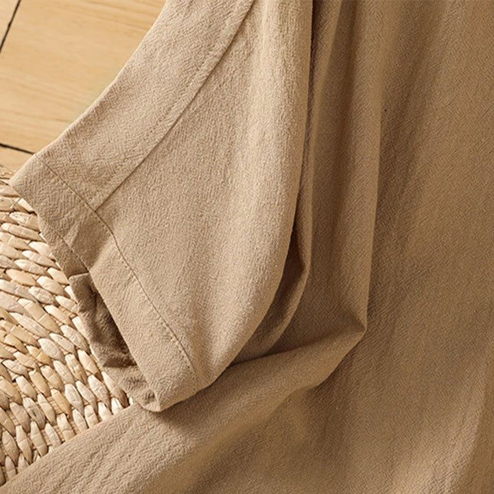 Chemise décontractée en coton et lin à manches mi-longues et boutons unis avec poches pour femme Motif Buddha Stones - image 31