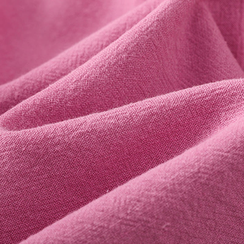 Chemise décontractée en coton et lin à manches mi-longues et boutons unis avec poches pour femme Motif Buddha Stones - image 39