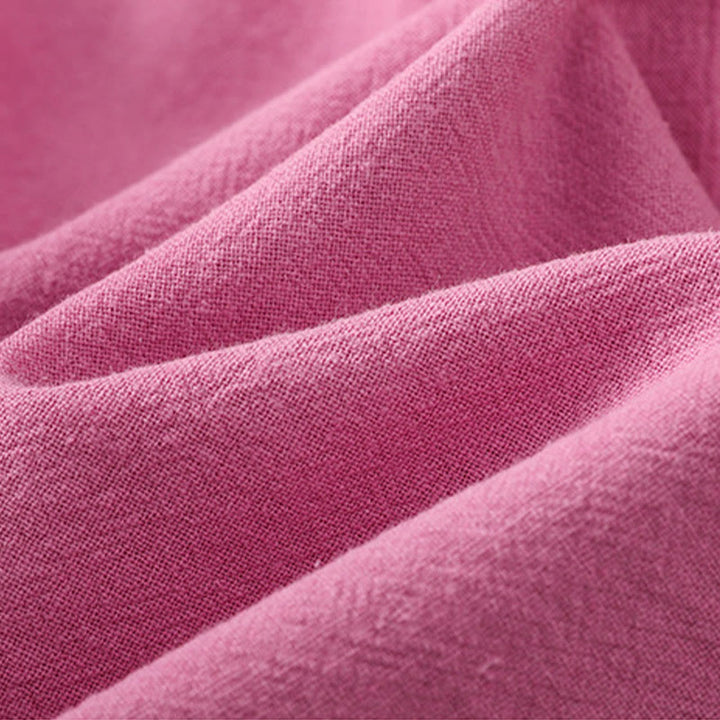 Chemise décontractée en coton et lin à manches mi-longues et boutons unis avec poches pour femme Motif Buddha Stones - image 39