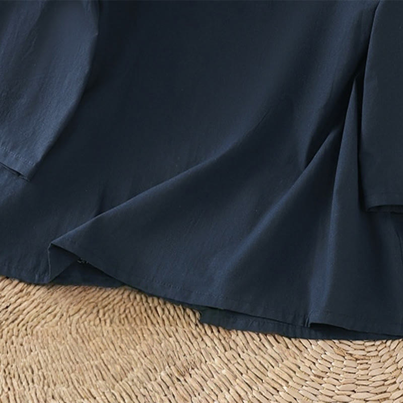 T-shirt à lacets et manches trois-quarts en coton et lin pour femme, broderie rétro Buddha Stones - image 21