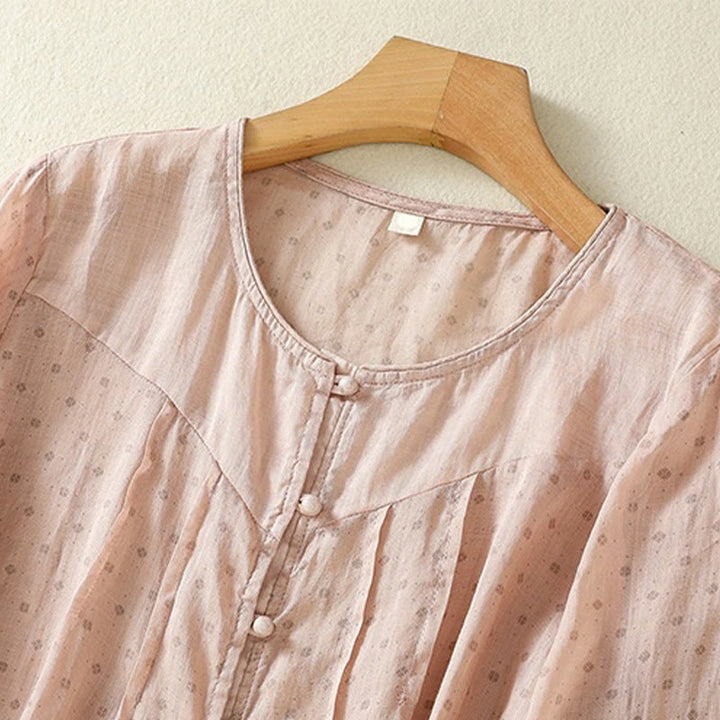 Chemise femme à manches mi-longues et boutons floraux imprimés de Buddha Stones - image 27