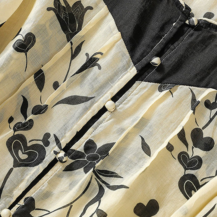 Chemise femme à manches mi-longues et boutons floraux imprimés de Buddha Stones - image 3