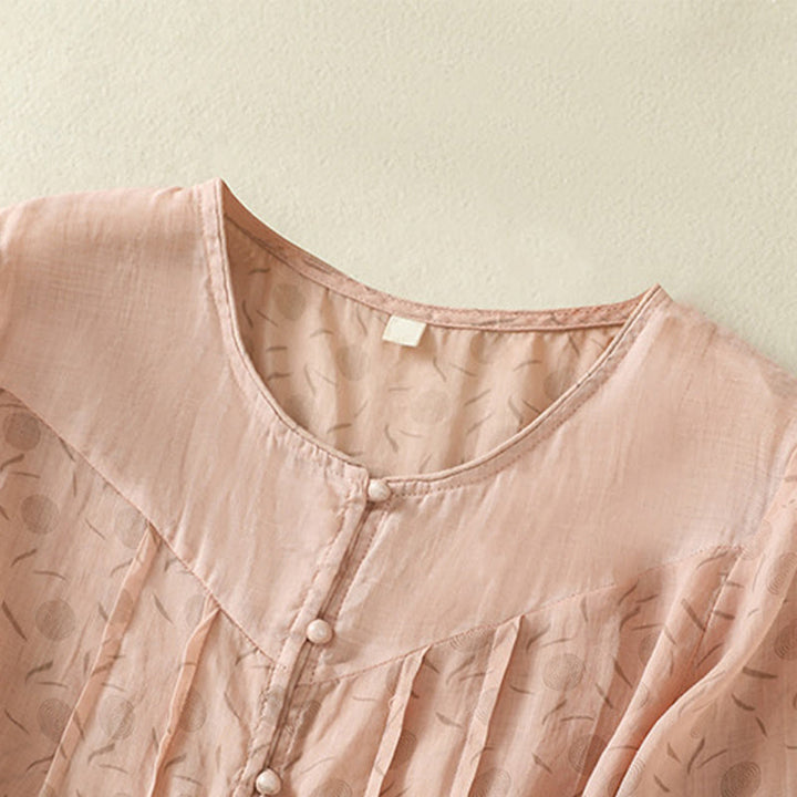 Chemise femme à manches mi-longues et boutons floraux imprimés de Buddha Stones - image 20
