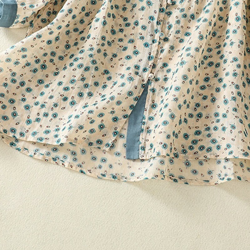 Chemise femme à manches mi-longues et boutons floraux imprimés de Buddha Stones - image 14
