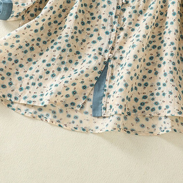Chemise femme à manches mi-longues et boutons floraux imprimés de Buddha Stones - image 14