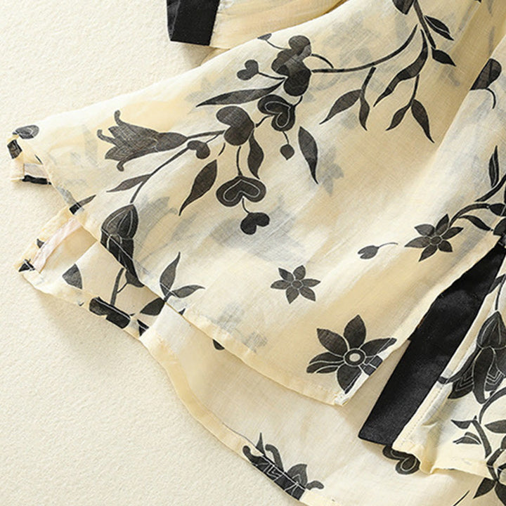 Chemise femme à manches mi-longues et boutons floraux imprimés de Buddha Stones - image 5