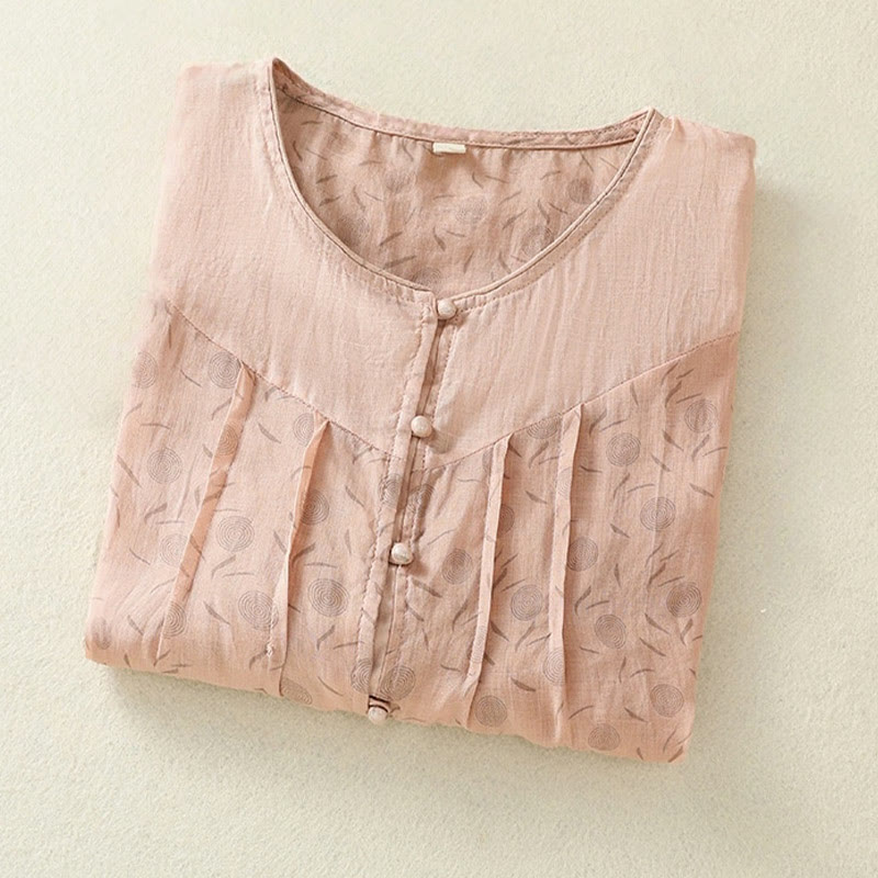 Chemise femme à manches mi-longues et boutons floraux imprimés de Buddha Stones - image 18