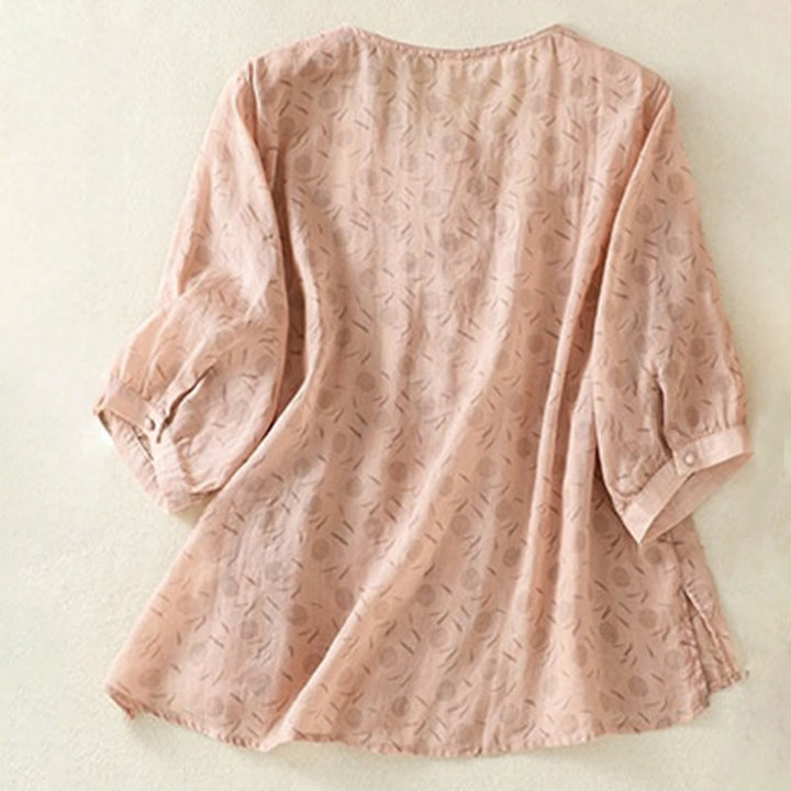 Chemise femme à manches mi-longues et boutons floraux imprimés de Buddha Stones - image 17
