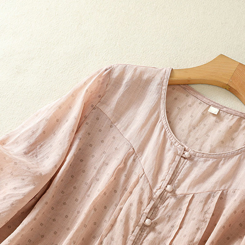 Chemise femme à manches mi-longues et boutons floraux imprimés de Buddha Stones - image 28