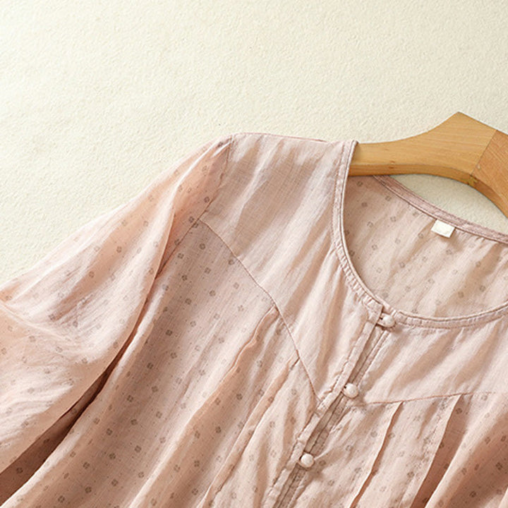 Chemise femme à manches mi-longues et boutons floraux imprimés de Buddha Stones - image 28