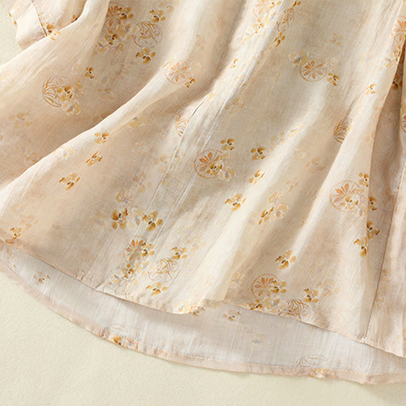 Chemise en coton à manches mi-longues et revers à boutons grenouilles, imprimé Buddha Stones , pour femme - image 15