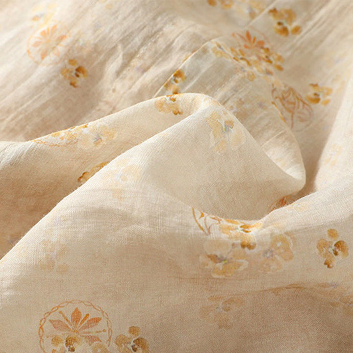 Chemise en coton à manches mi-longues et revers à boutons grenouilles, imprimé Buddha Stones , pour femme - image 14