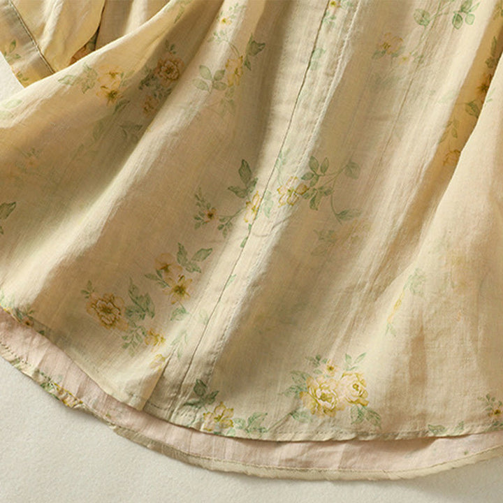 Chemise en coton à manches mi-longues et revers à boutons grenouilles, imprimé Buddha Stones , pour femme - image 21