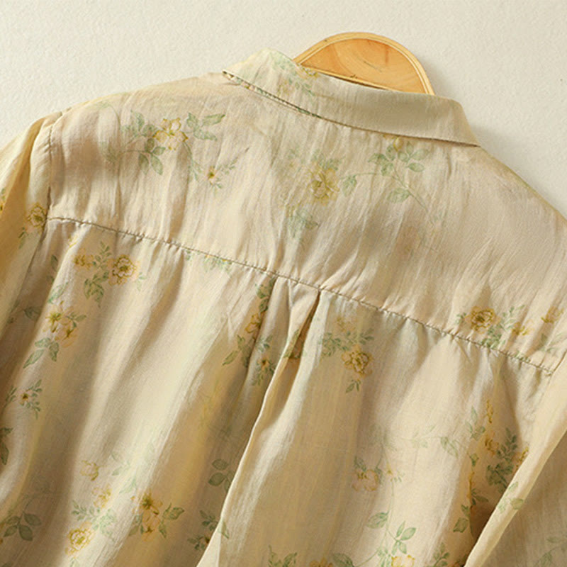 Chemise en coton à manches mi-longues et revers à boutons grenouilles, imprimé Buddha Stones , pour femme - image 19