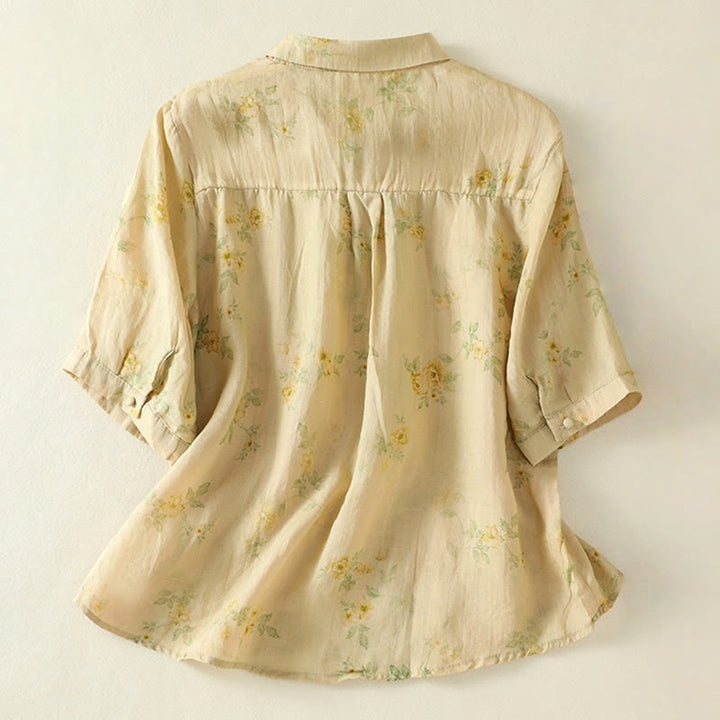 Chemise en coton à manches mi-longues et revers à boutons grenouilles, imprimé Buddha Stones , pour femme - image 17