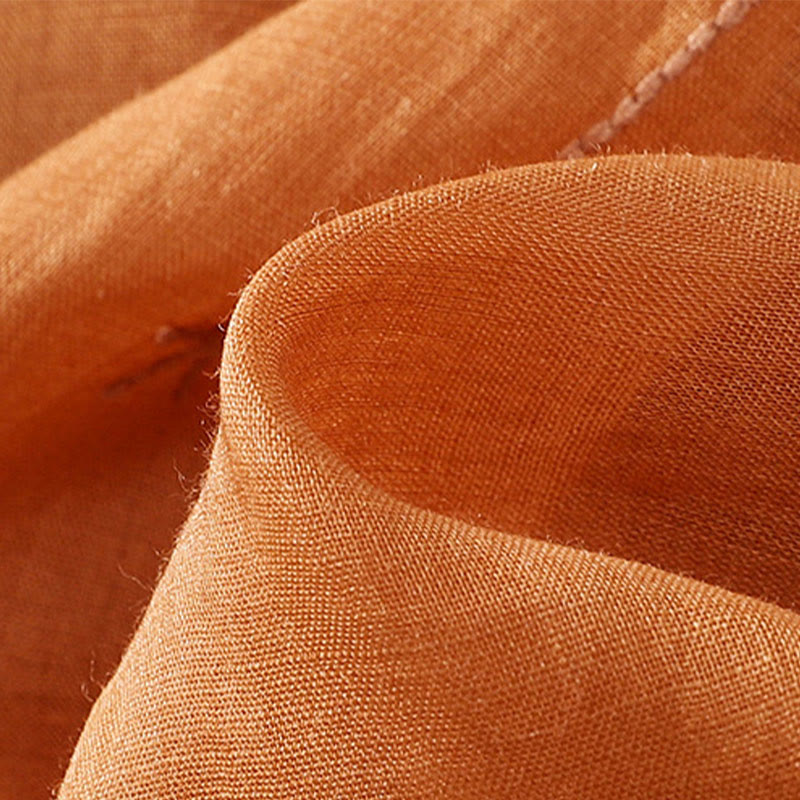 T-shirt à manches mi-longues en coton et lin pour femme, broderie de Buddha Stones , ourlet fleuri fendu - image 18