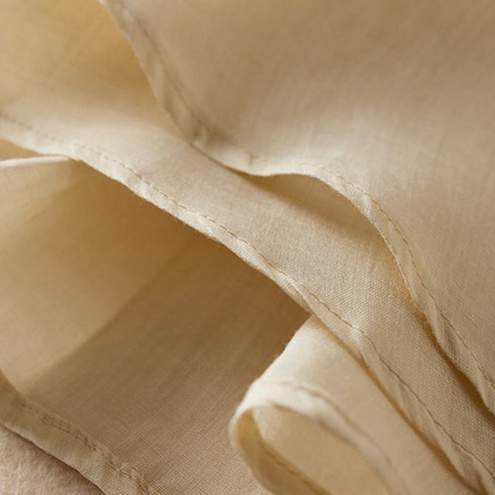 Chemise en coton et lin pour femme, style rétro uni, avec boutons et manches mi-longues, motif Buddha Stones - image 42