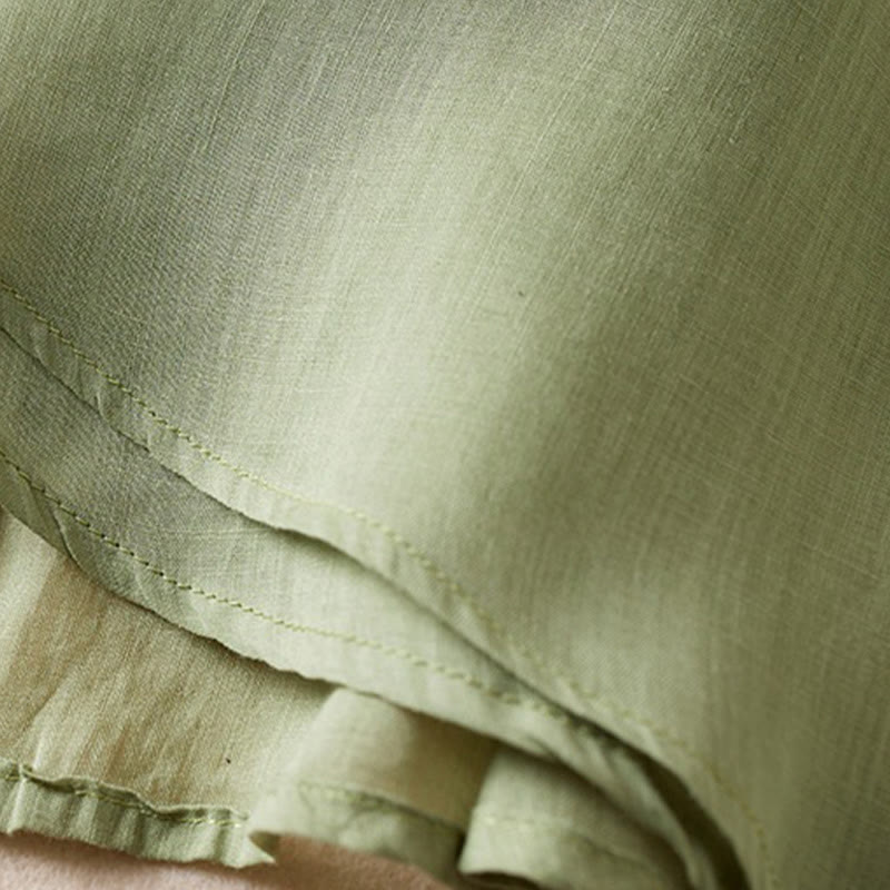 Chemise en coton et lin pour femme, style rétro uni, avec boutons et manches mi-longues, motif Buddha Stones - image 26