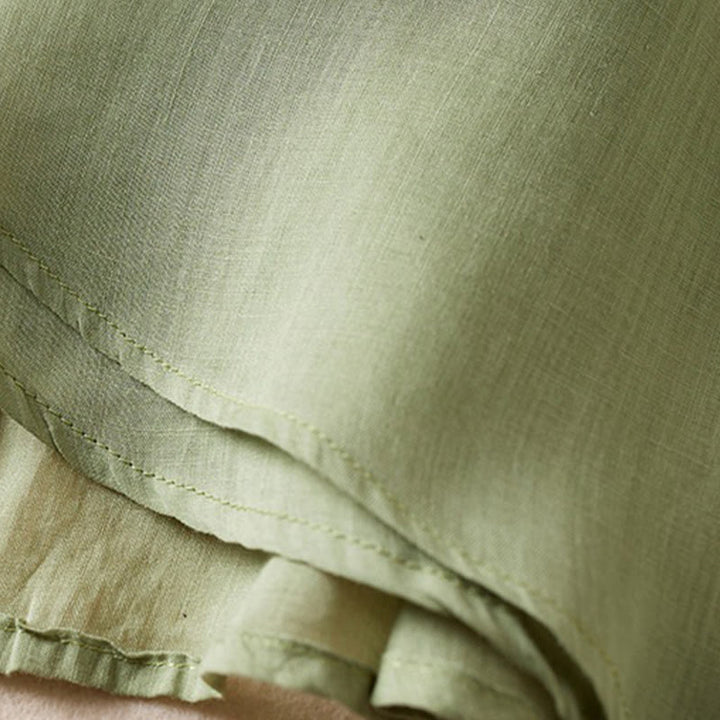 Chemise en coton et lin pour femme, style rétro uni, avec boutons et manches mi-longues, motif Buddha Stones - image 26