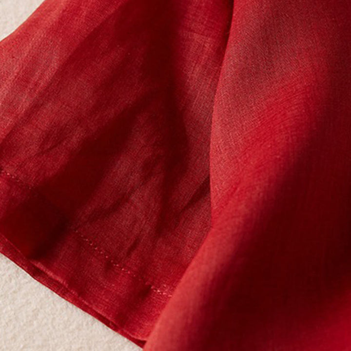 Chemise en coton et lin pour femme, style rétro uni, avec boutons et manches mi-longues, motif Buddha Stones - image 16