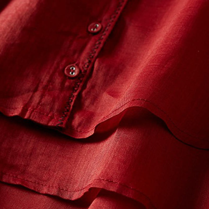 Chemise en coton et lin pour femme, style rétro uni, avec boutons et manches mi-longues, motif Buddha Stones - image 14