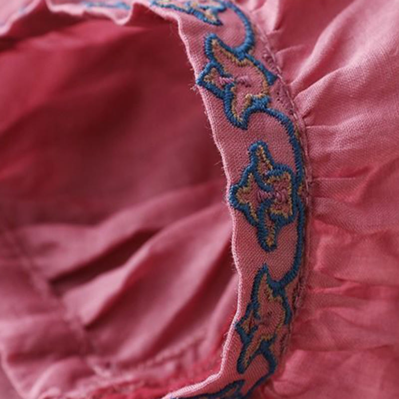 T-shirt d'été en coton et lin pour femme, brodé de Buddha Stones , manches trois-quarts lanterne - image 13