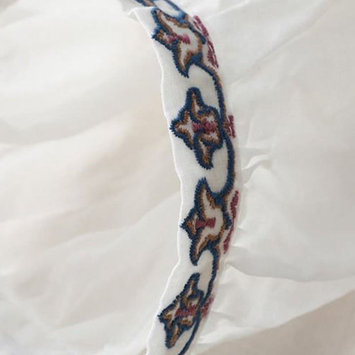 T-shirt d'été en coton et lin pour femme, brodé de Buddha Stones , manches trois-quarts lanterne - image 10