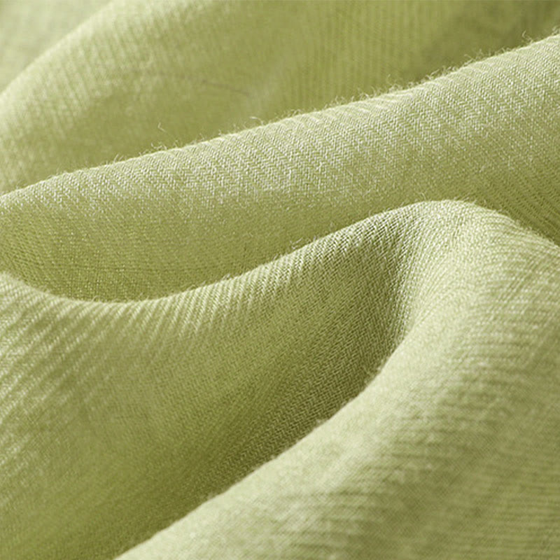 Chemise à manches trois-quarts en coton et lin pour femme, simple boutonnage, broderie de Buddha Stones - image 9