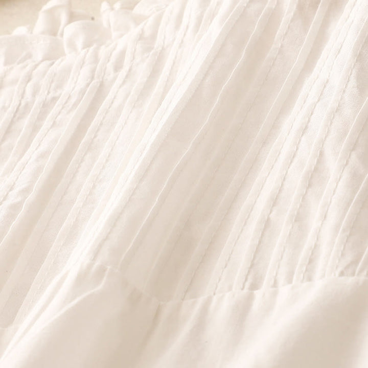 Chemise à manches courtes en coton pour femme, motif Buddha Stones , couleur pure, à volants et plissés - image 12