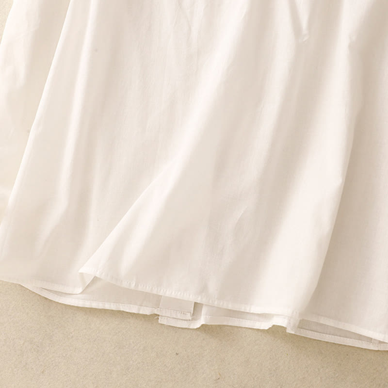 Chemise à manches courtes en coton pour femme, motif Buddha Stones , couleur pure, à volants et plissés - image 13