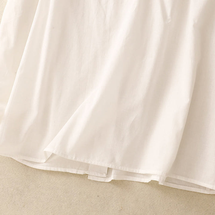 Chemise à manches courtes en coton pour femme, motif Buddha Stones , couleur pure, à volants et plissés - image 13