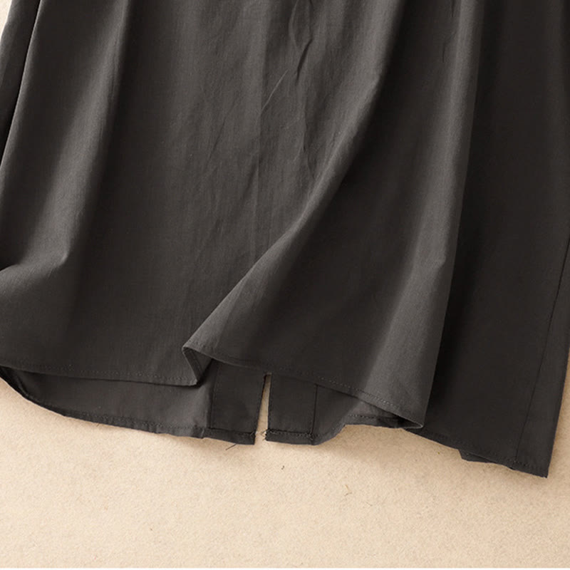 Chemise à manches courtes en coton pour femme, motif Buddha Stones , couleur pure, à volants et plissés - image 8