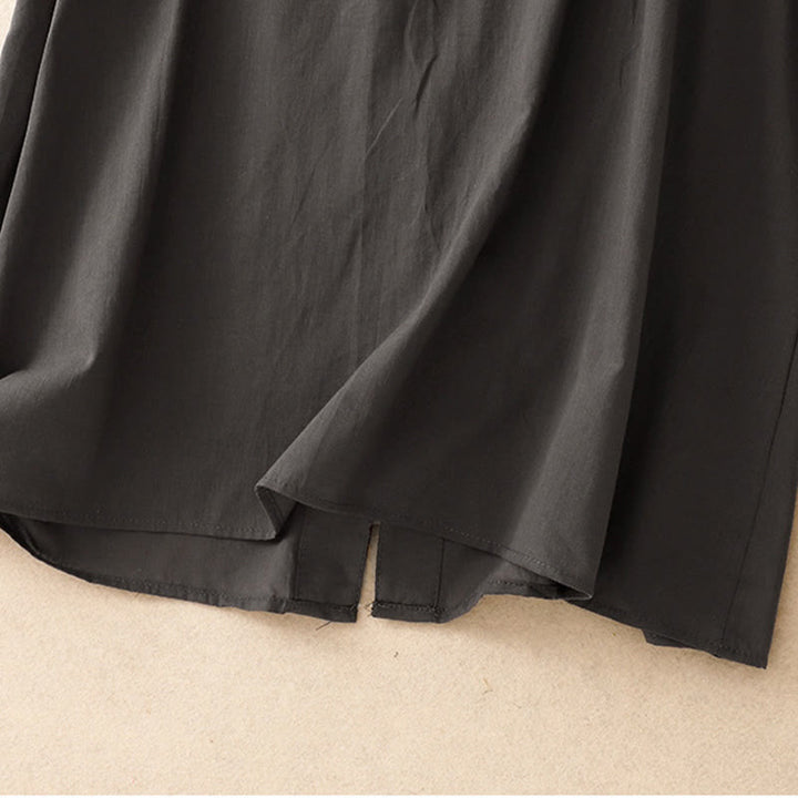 Chemise à manches courtes en coton pour femme, motif Buddha Stones , couleur pure, à volants et plissés - image 8