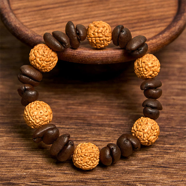 Bracelet porte-bonheur Bodhi Seed en grains de café naturels faits à la main avec Buddha Stones - image 3
