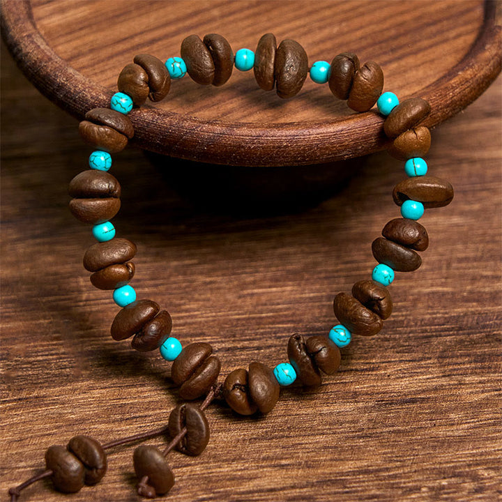 Bracelet en perles turquoises naturelles faites à la main par Buddha Stones - image 3