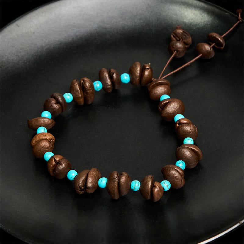 Bracelet en perles turquoises naturelles faites à la main par Buddha Stones - image 4