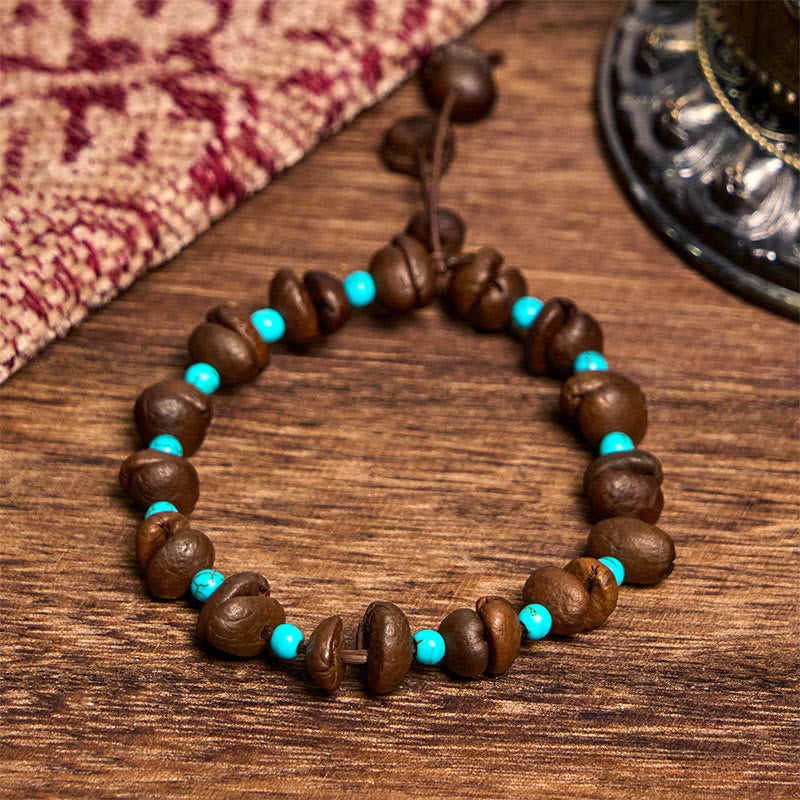 Bracelet en perles turquoises naturelles faites à la main par Buddha Stones - image 2