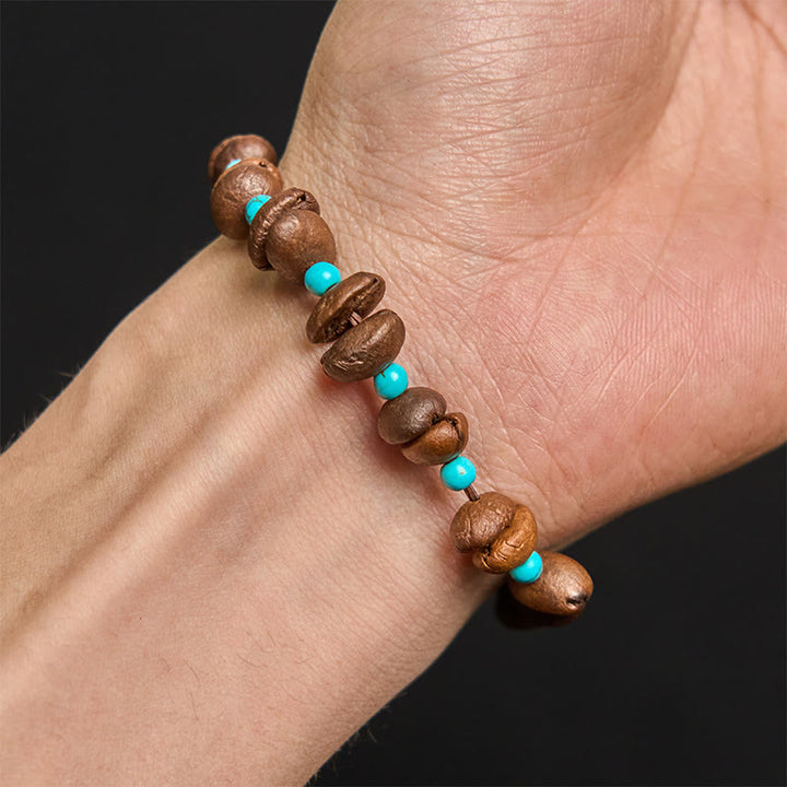 Bracelet en perles turquoises naturelles faites à la main par Buddha Stones - image 5