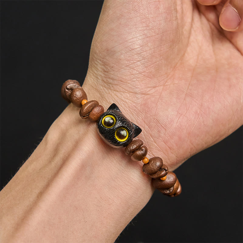 Bracelet de paix en forme de griffe et de patte de chat en grains de café naturels faits à la main avec des Buddha Stones - image 5