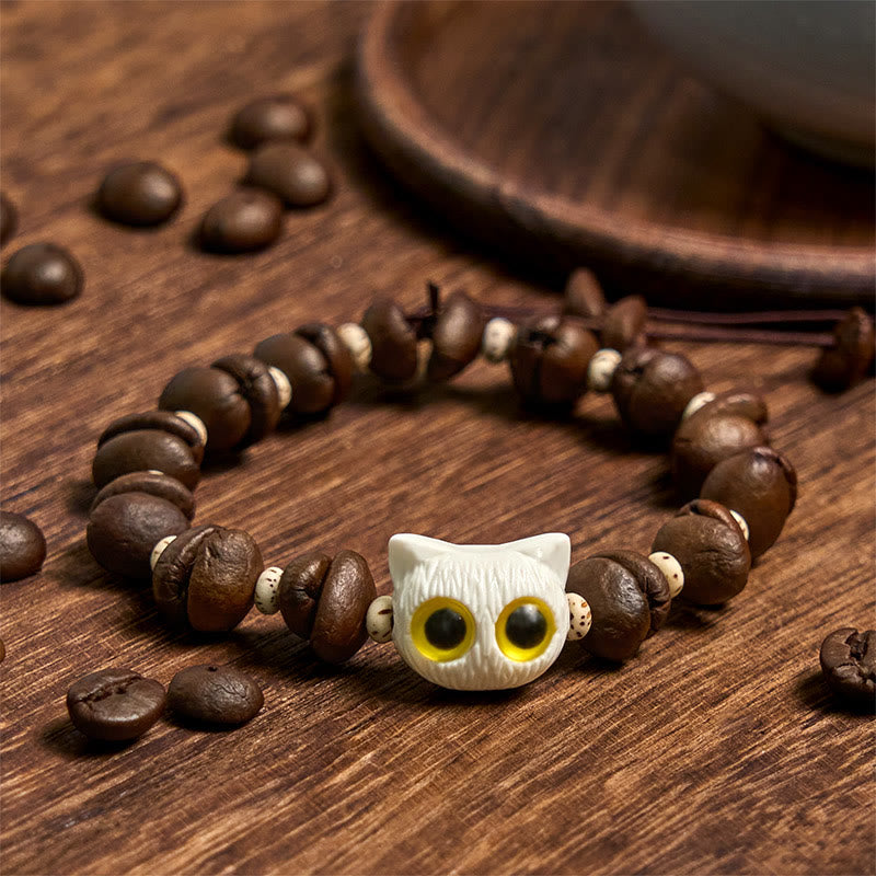Bracelet de paix en forme de griffe et de patte de chat en grains de café naturels faits à la main avec des Buddha Stones - image 10