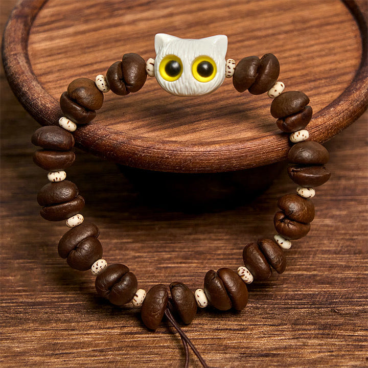 Bracelet de paix en forme de griffe et de patte de chat en grains de café naturels faits à la main avec des Buddha Stones - image 11
