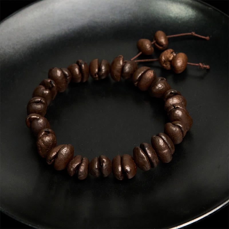 Bracelet en grains de café naturels faits main avec Buddha Stones - image 4