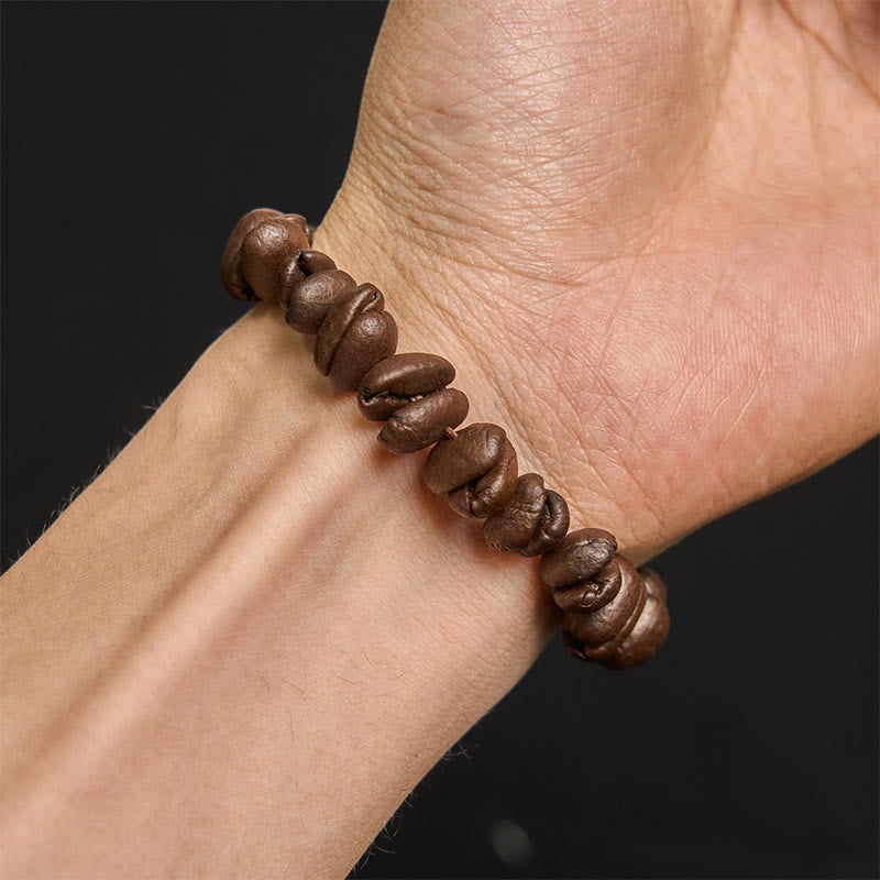 Bracelet en grains de café naturels faits main avec Buddha Stones - image 5
