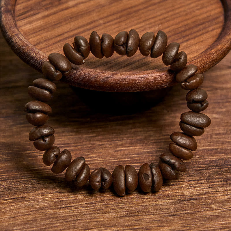 Bracelet en grains de café naturels faits main avec Buddha Stones - image 8