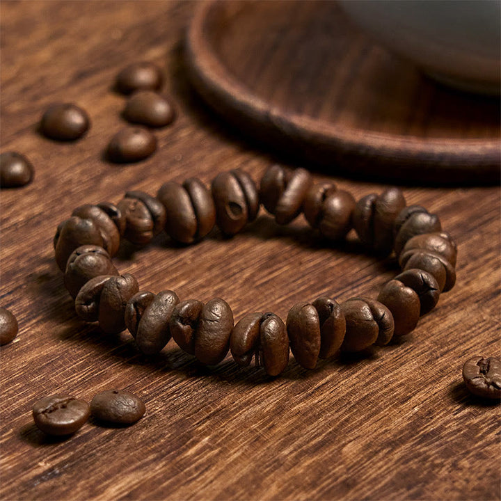 Bracelet en grains de café naturels faits main avec Buddha Stones - image 7