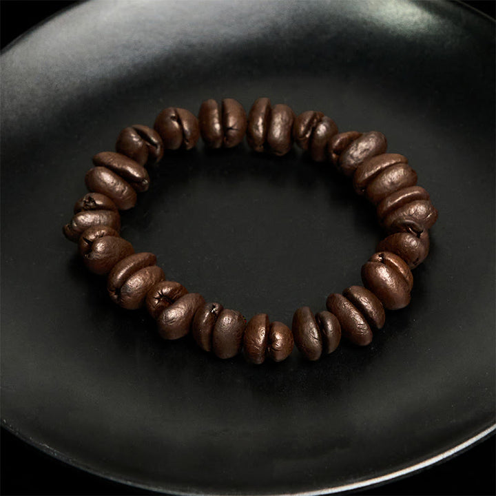 Bracelet en grains de café naturels faits main avec Buddha Stones - image 9